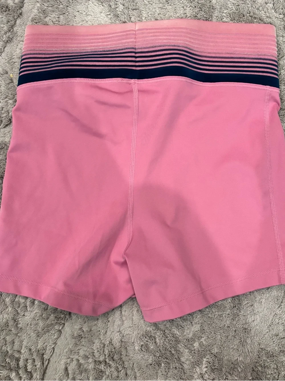 Nike Pro Pink Women's Athletic Compression Shorts with Navy Waistband